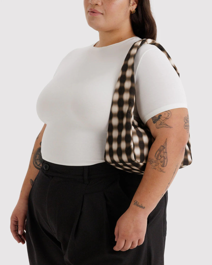Baggu Small Nylon Meringue Bag Blurred Gingham Brown shoulder bag