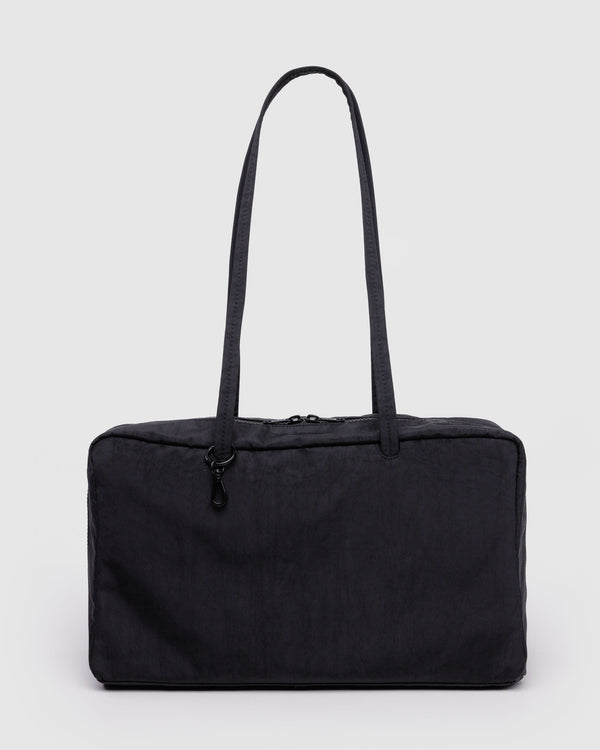 Baggu Medium Nylon Bowler Bag Black – Recycelte, geräumige Handtasche mit Charm-Schlaufen