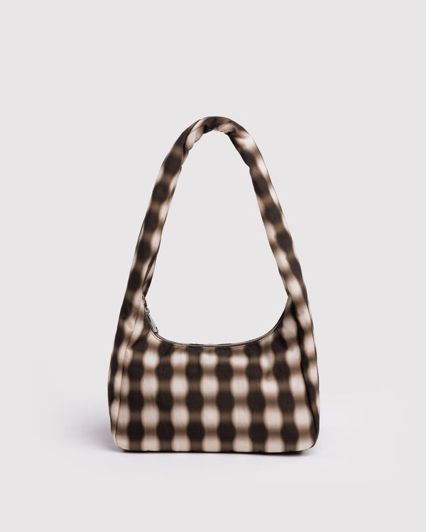 Baggu Small Nylon Meringue Bag Blurred Gingham Brown shoulder bag