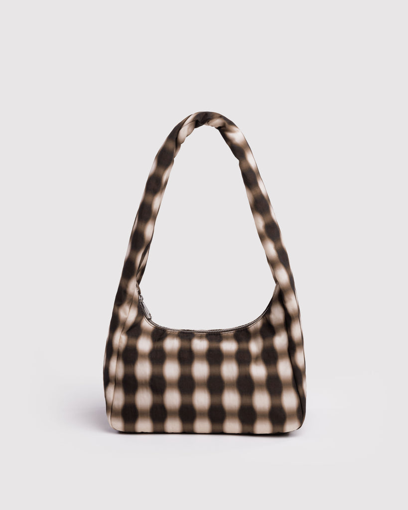 Baggu Small Nylon Meringue Bag Blurred Gingham Brown shoulder bag