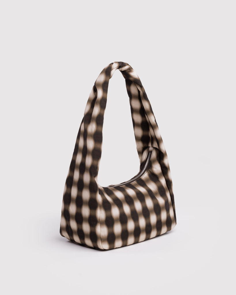 Baggu Small Nylon Meringue Bag Blurred Gingham Brown shoulder bag
